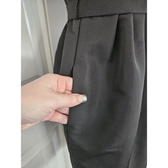 Taylor Black And Cobalt Cocktail Dress Size 2 Pockets And Belt - Picture 6 of 12